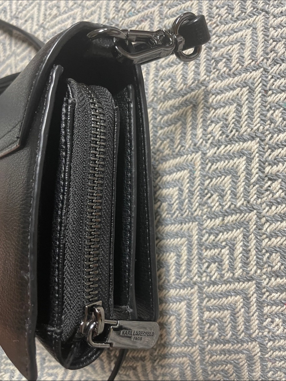 Karl Lagerfeld Black Shoulder Bag with Iridescent Paris Pins - Picture 3 of 7